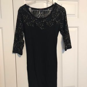 Black & Gold Lace body con dress